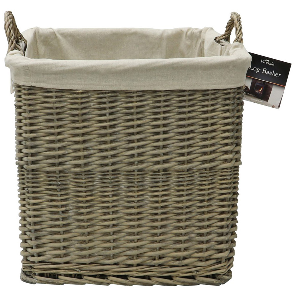 JVL Willow Antique Wash Log Basket with Liner Image 2