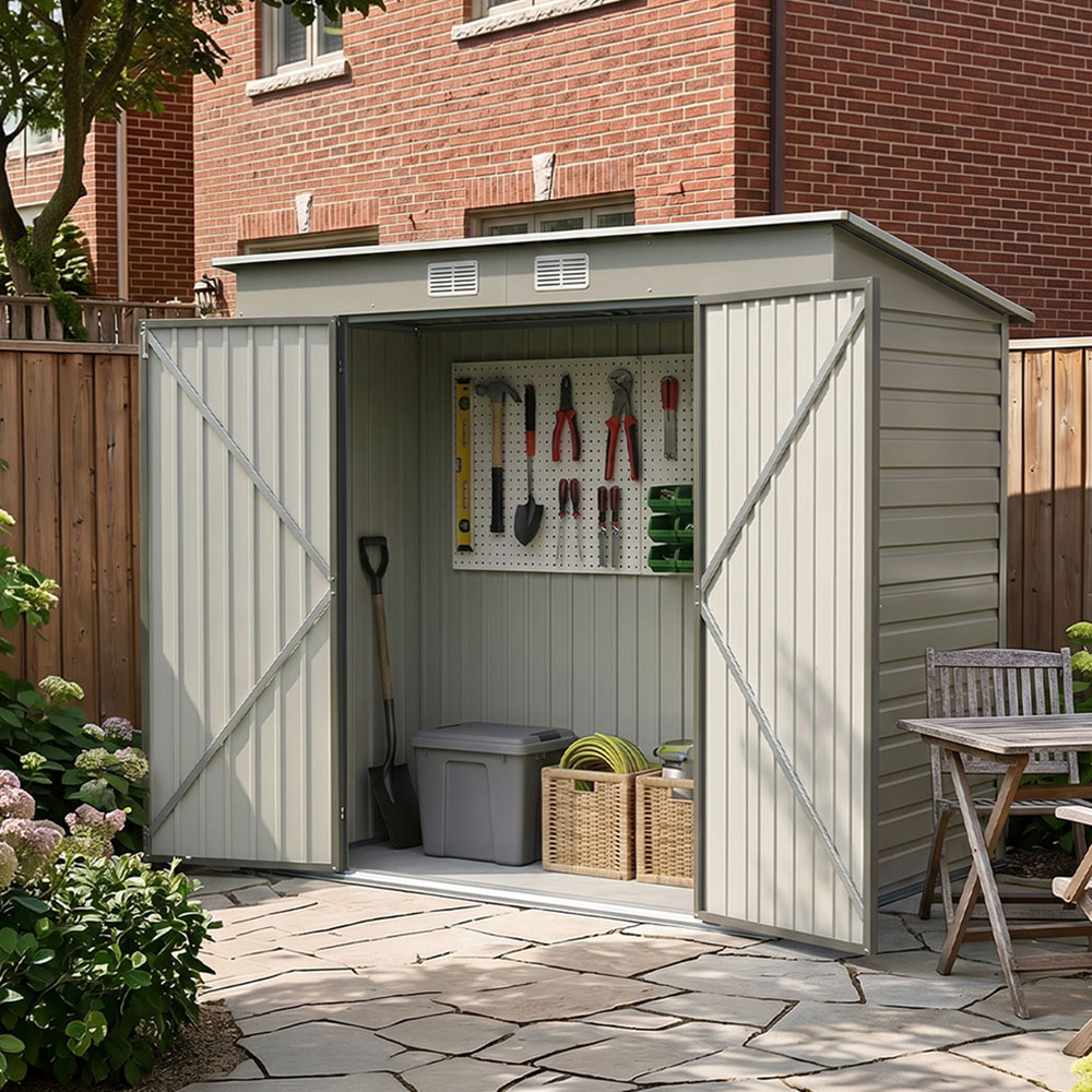 Living and Home 8 x 4ft Grey Pent Garden Storage Shed Image 7