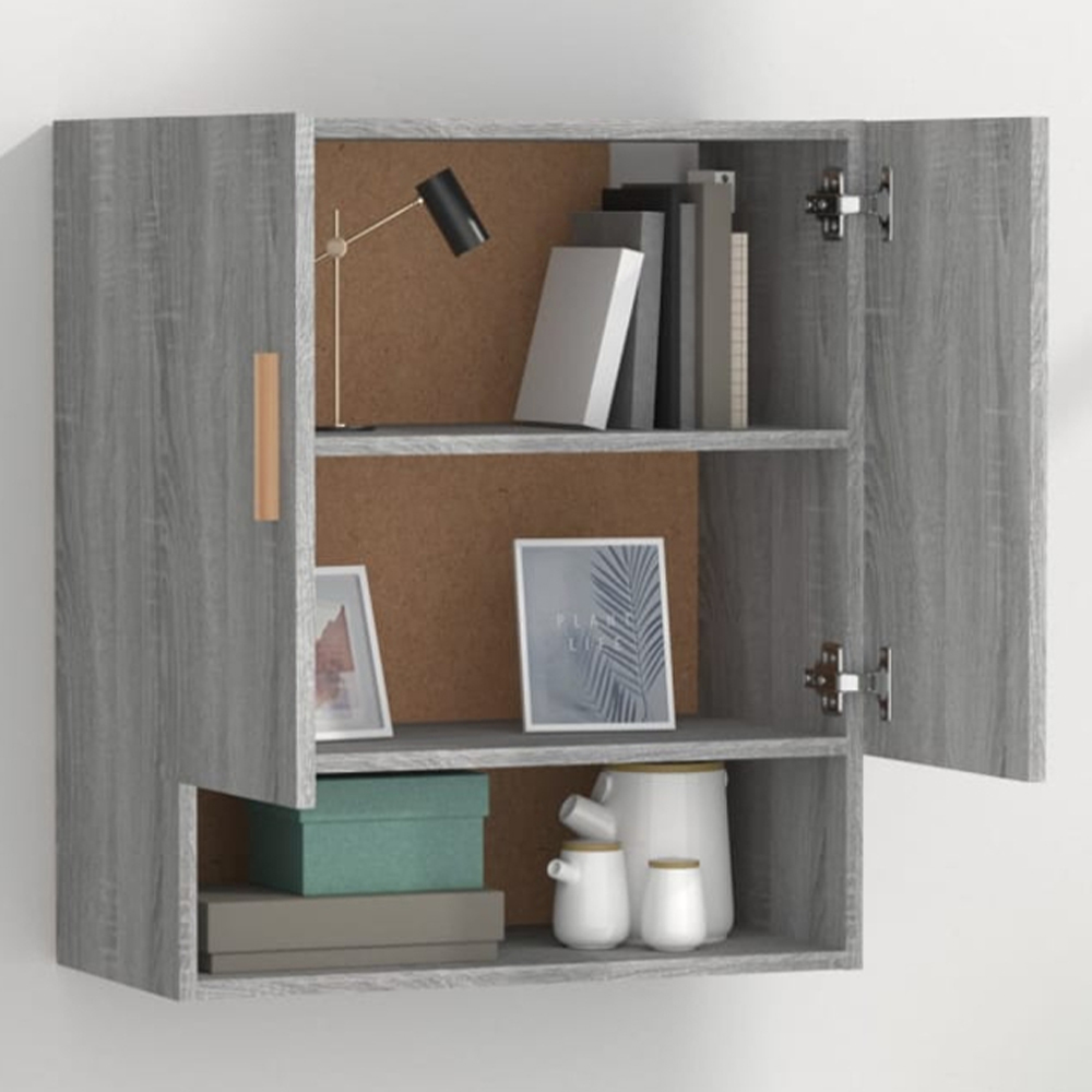 vidaXL 2 Door Single Shelf Grey Sonoma Wall Cabinet Image 1