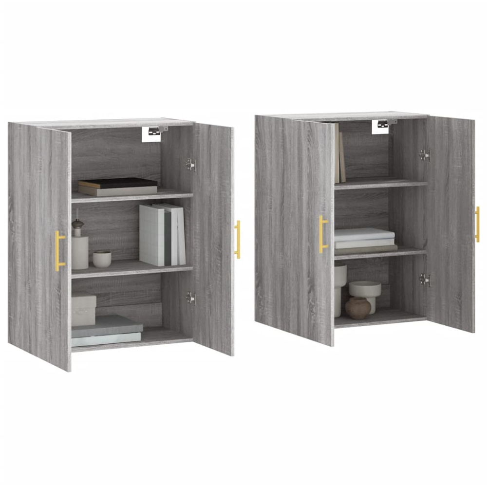 vidaXL 2 Door Grey Sonoma Wall Mounted Cabinet 2 Pack Image 3