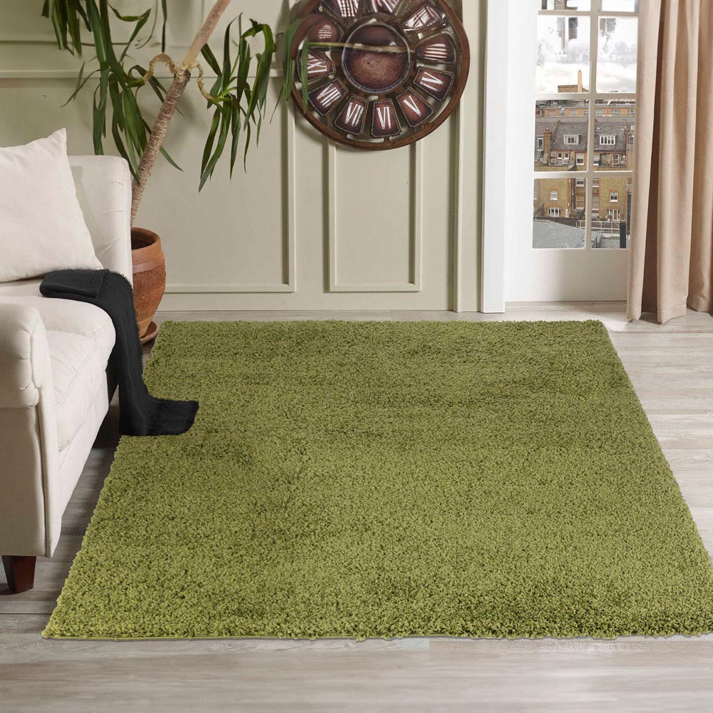 Desire Rugs Oxford Green Plain Shaggy Runner Rug 60 x 220cm Image 2
