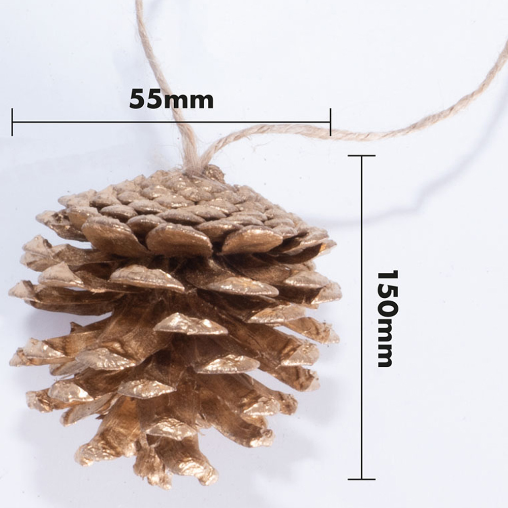 St Helens Gold Hanging Pine Cone Decoration 6 Pack Image 6