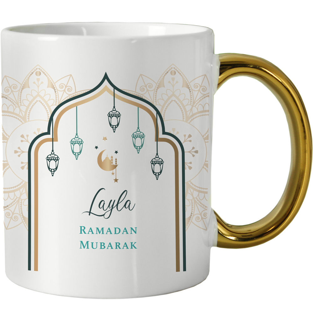 Personalised Memento Personalised Eid and Ramadan Gold Handled Mug Image 1