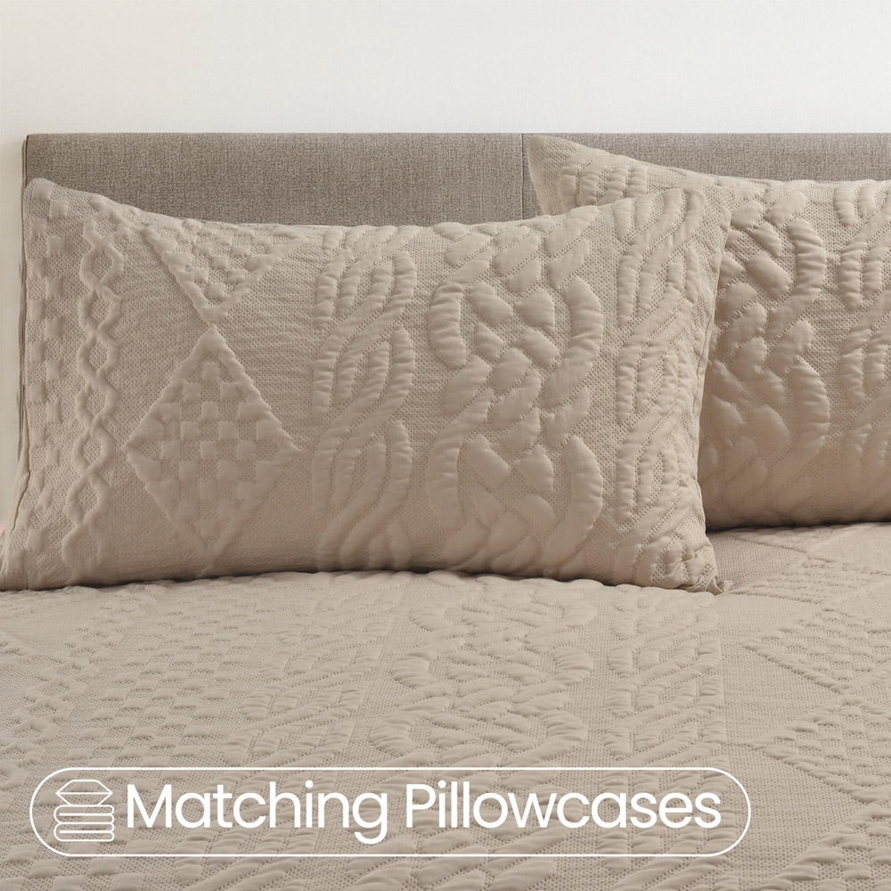 Velosso Double Beige Quilted Knit Duvet Set Image 4