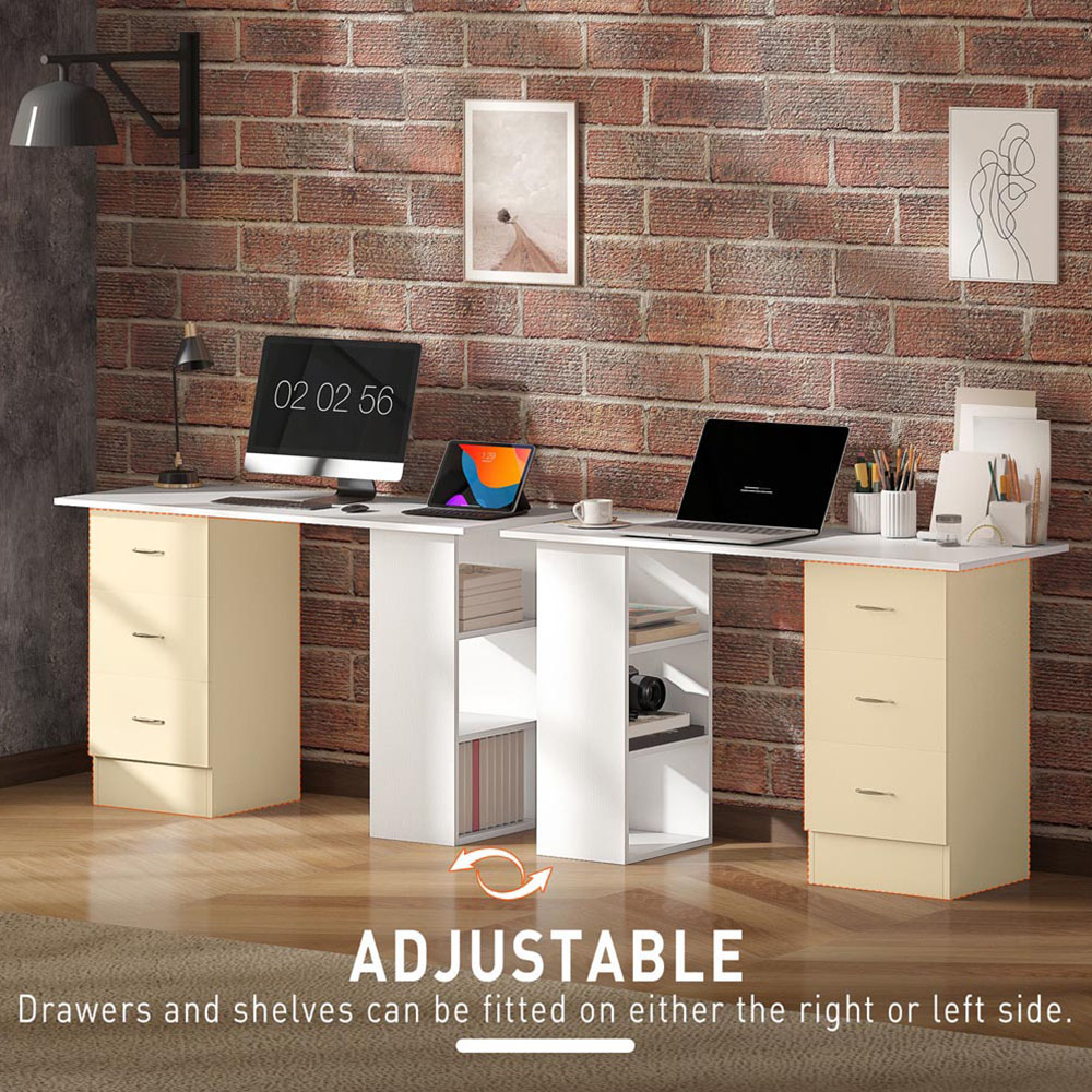 Portland 3 Drawer 3 Shelf Customisable Computer Desk White Image 6