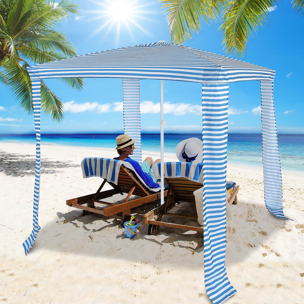Costway Blue Foldable Beach Canopy with Carry Bag 6.6 x 6.6ft Image 2