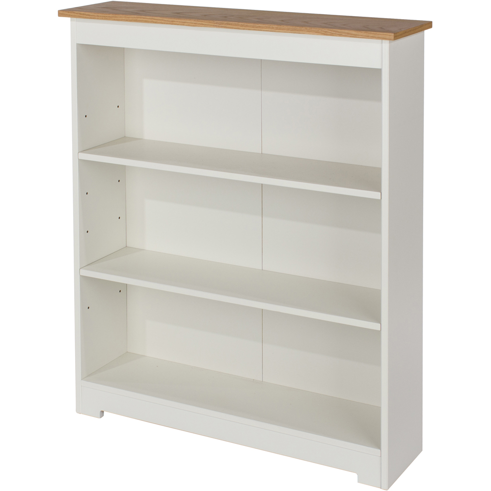 Core Products Colorado 3 Shelf Oak and White Low Wide Bookcase Image 3