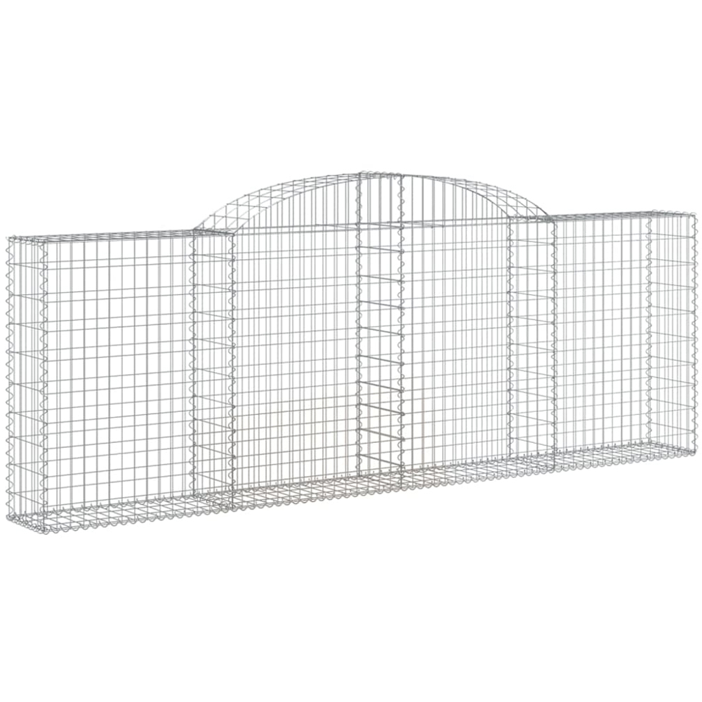 vidaXL Silver Galvanised Iron Arched Gabion Basket 300 x 30 x 100/120cm 2 Pack Image 1