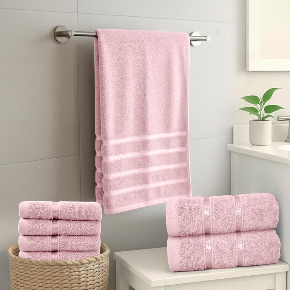 Smart Living Boston 8 Piece Pink Towel Bale Set Image 3