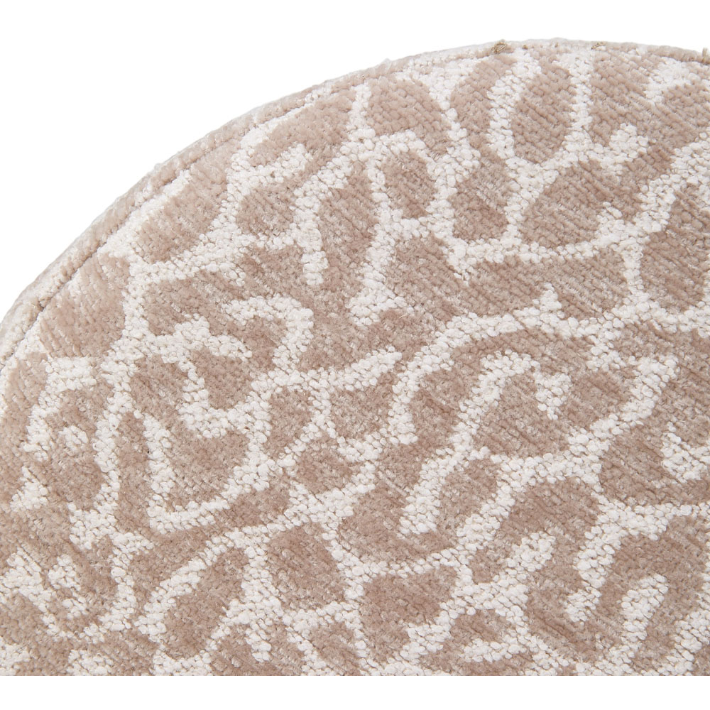 Living and Home Light Brown Chenille Leopard Print Round Footstool Image 5