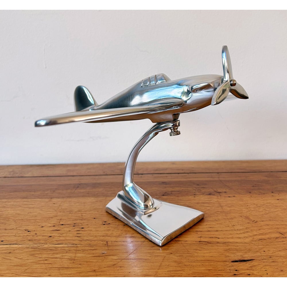 Inspirational Gifting Polished Aluminium Hawker Hurricane Aeroplane Home Ornament 17cm Image 4