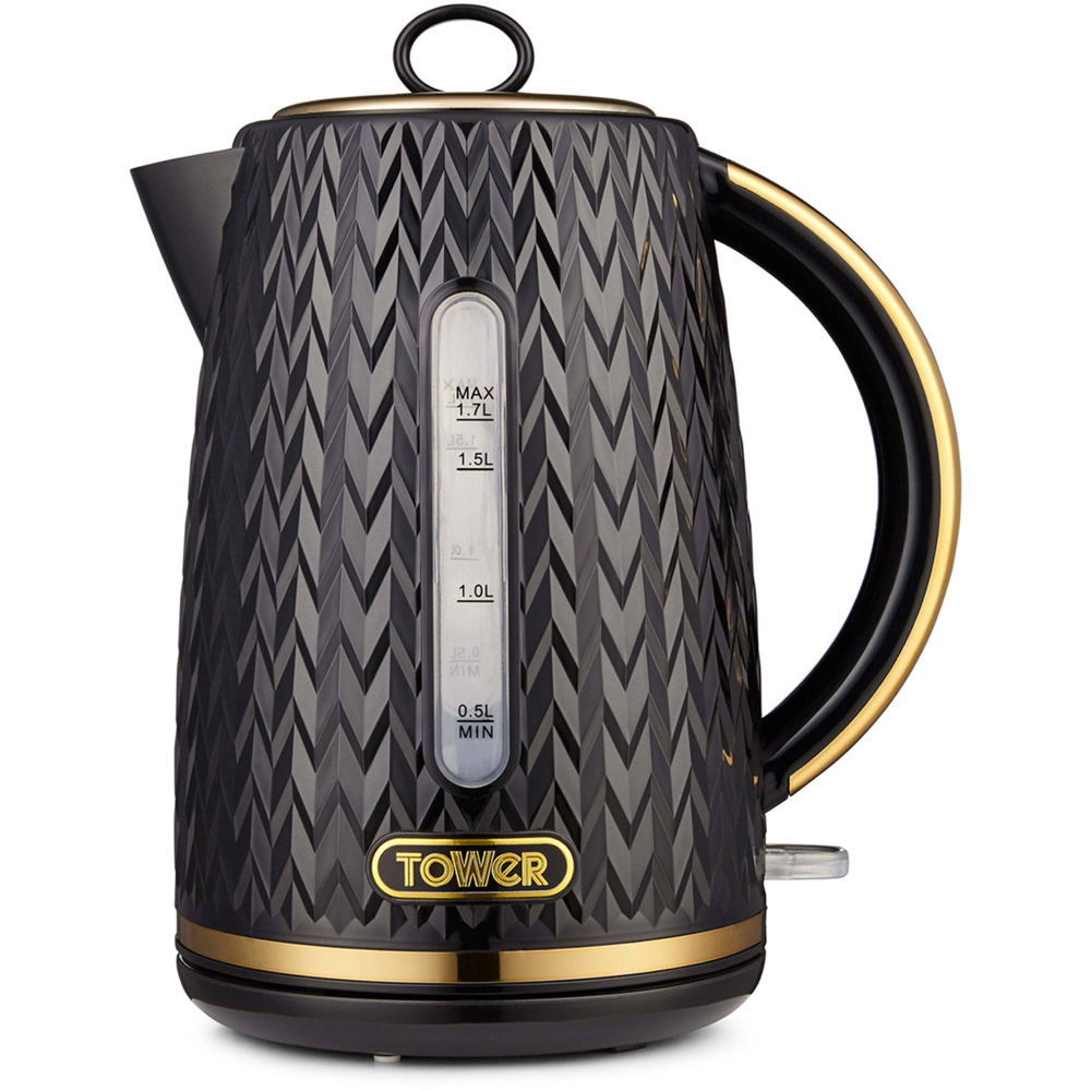 Tower T10052BLK Empire Black and Brass 1.7L Kettle 3KW Image 1