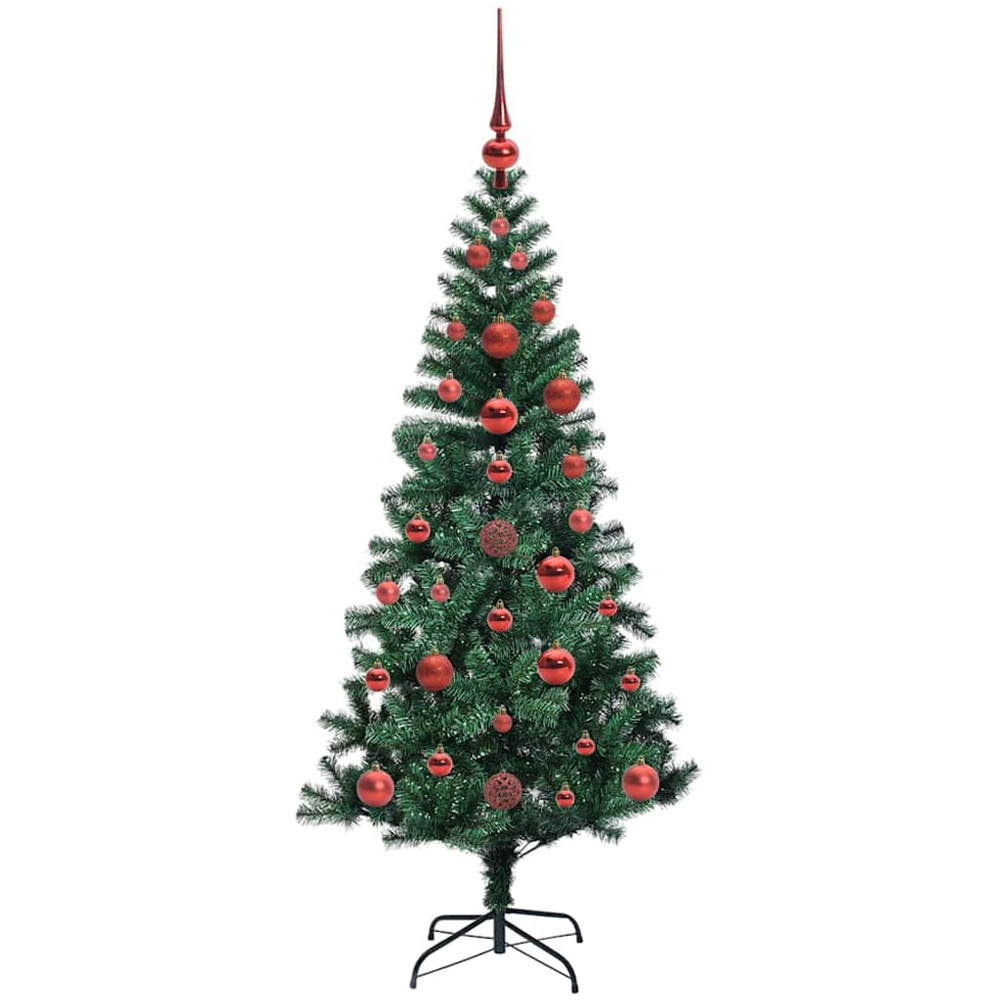 vidaXL Pre-Lit Red Baubles Green Artificial Christmas Tree 4ft Image 4