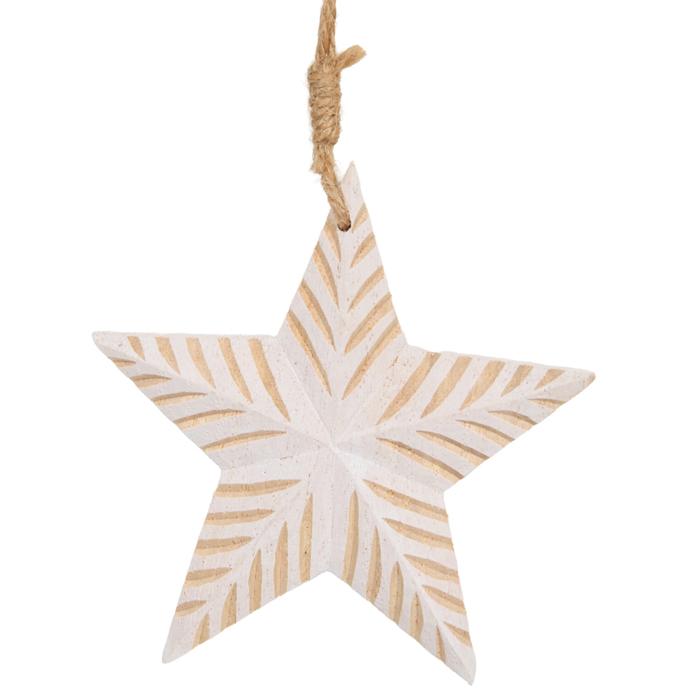 Wooden Scandi Star Decoration Image 4