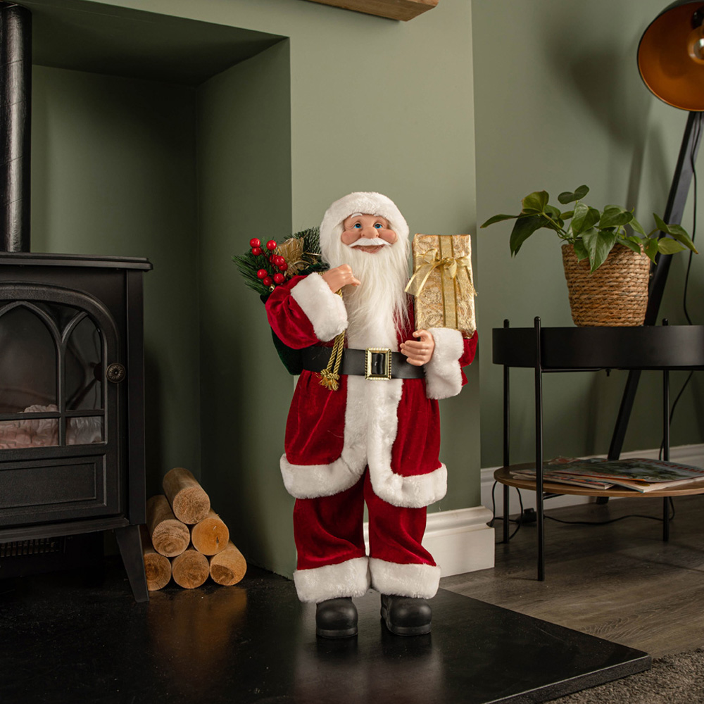 Samuel Alexander Standing Red Santa Claus with Sack Indoor Christmas Decoration Image 7