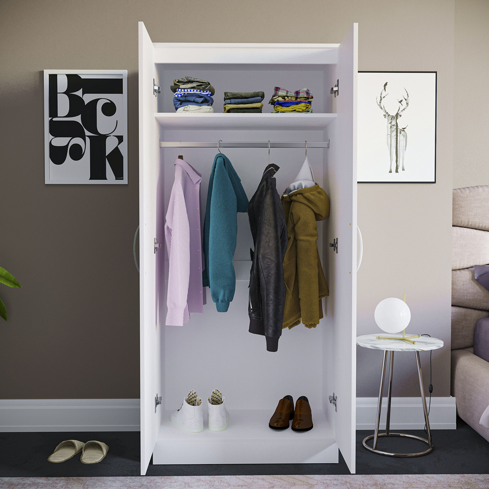 Vida Designs Hulio 2 Door White Wardrobe Image 6