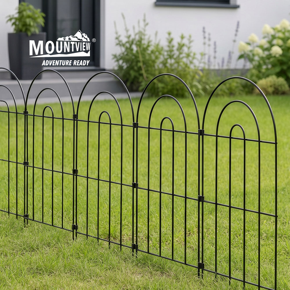 Levede Mountview 10 Piece Black Steel Garden Fence Image 8