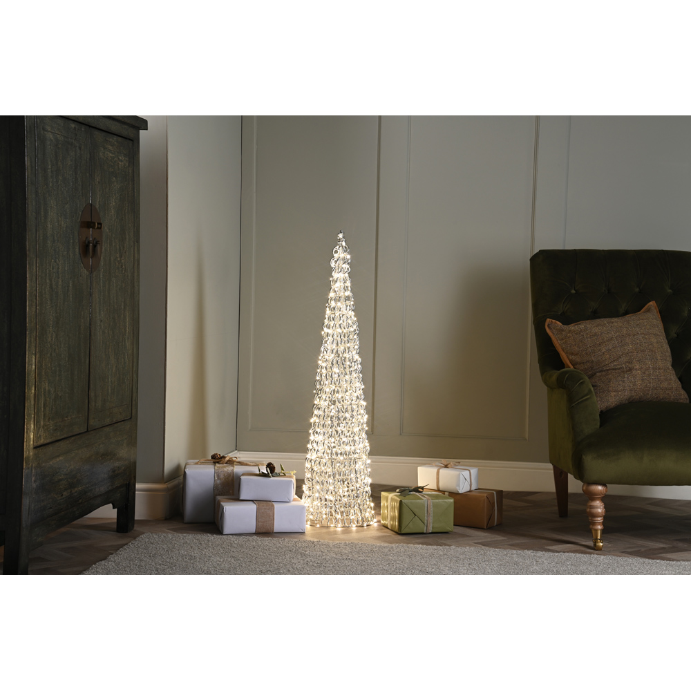 Festive 600 Warm White LED Silver Spiral Twirl Cone Tree Christmas Decoration 100cm Image 2