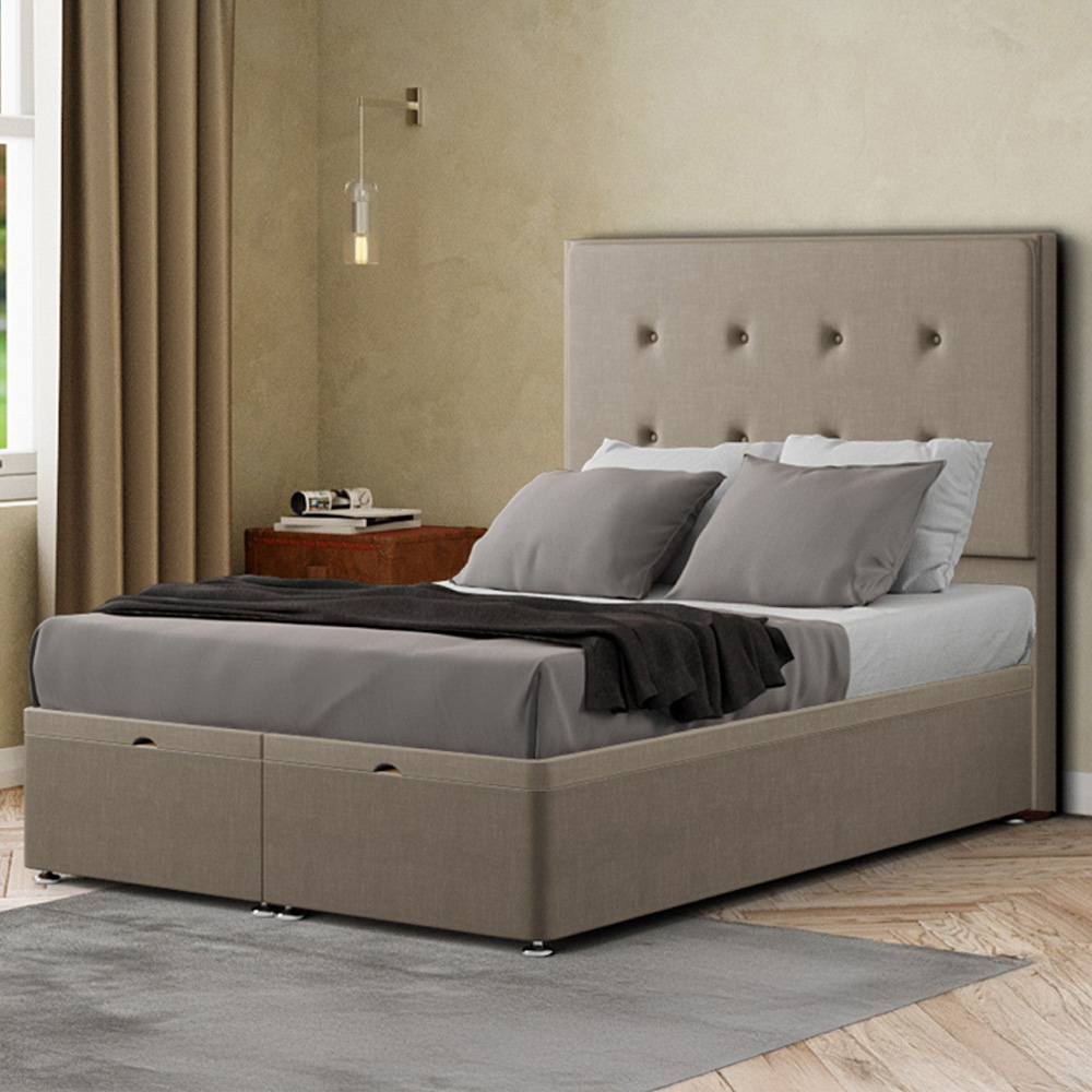 Eleganza Darlington Single Mink Malham Weave Ottoman Bed with Floor Standing Headboard Image 1
