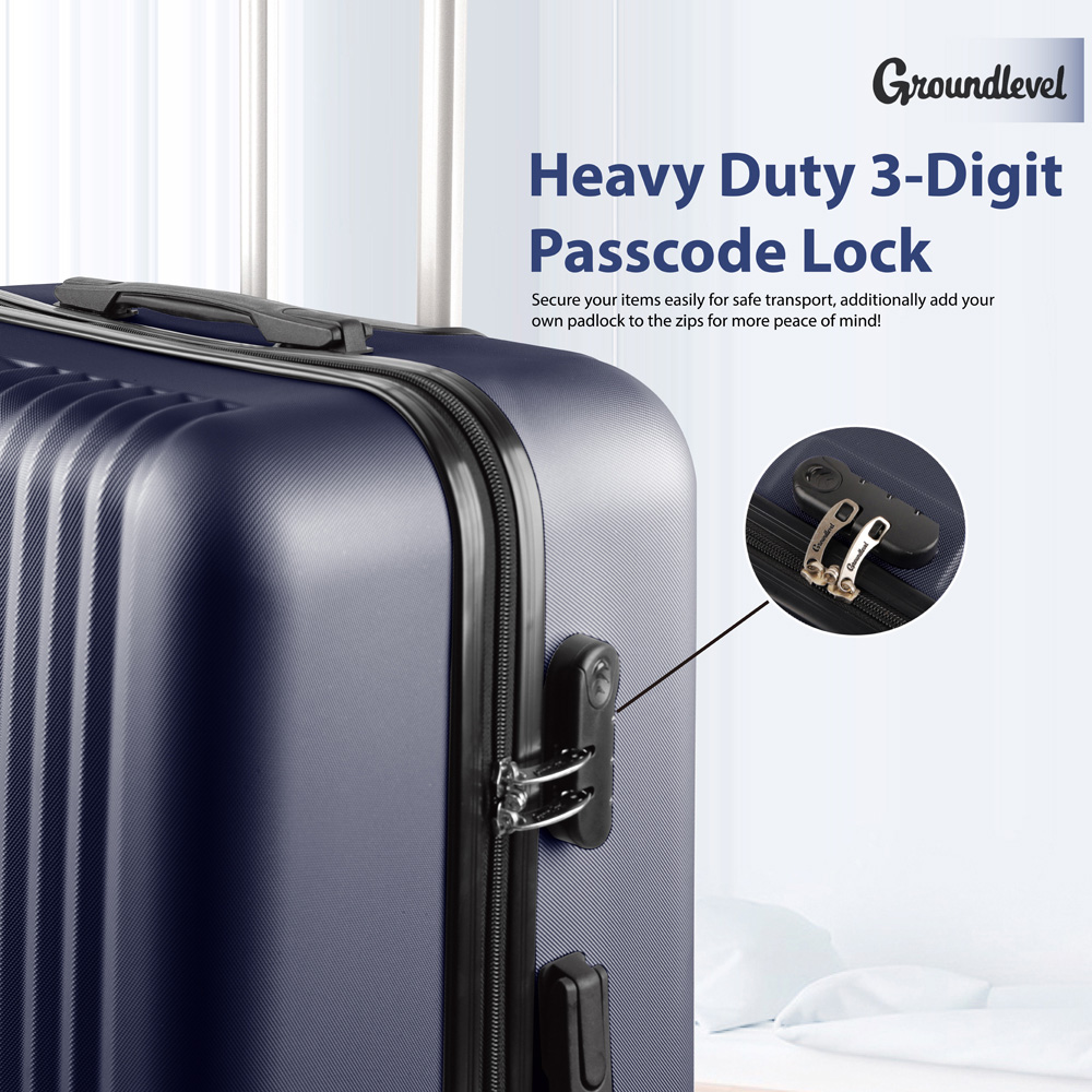 Groundlevel Delta Hard Shell Set of 3 Blue XL Luggage Suitcase Image 2
