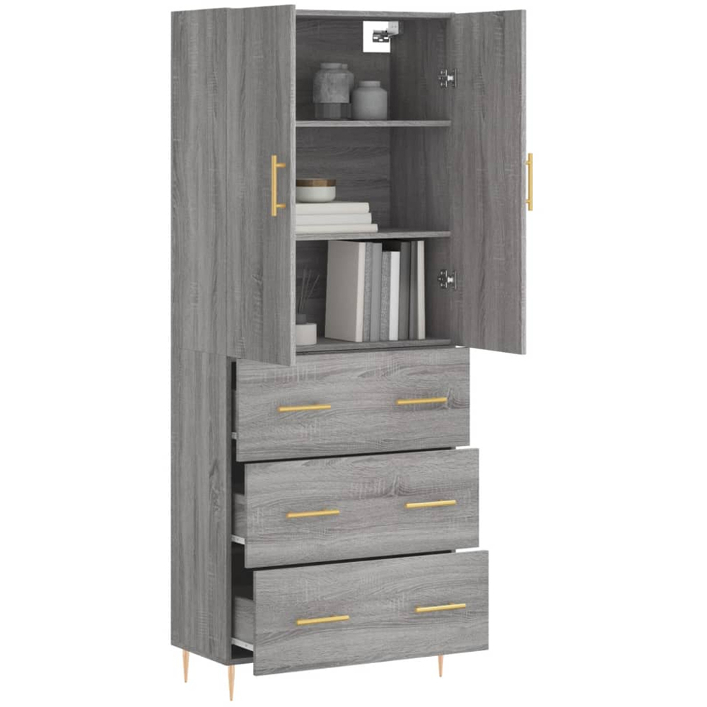 vidaXL 2 Door 3 Drawer Grey Sonoma Highboard Image 3