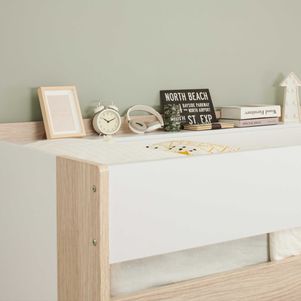 Flair Hampton Single White and Oak High Sleeper Frame Image 4