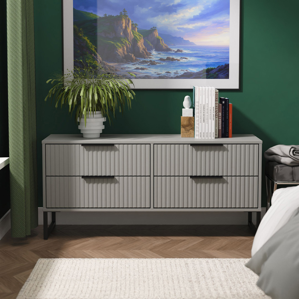 Crowndale Fluted 4 Drawer Dusk Grey Bed Box Ready Assembled Image 7