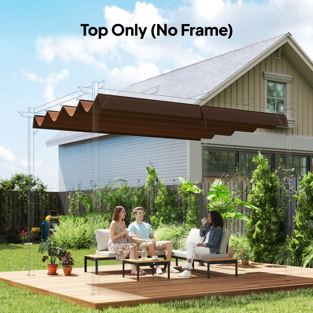 Outsunny 3 x 2m Coffee Retractable Sun Shade Pergola Roof Image 3