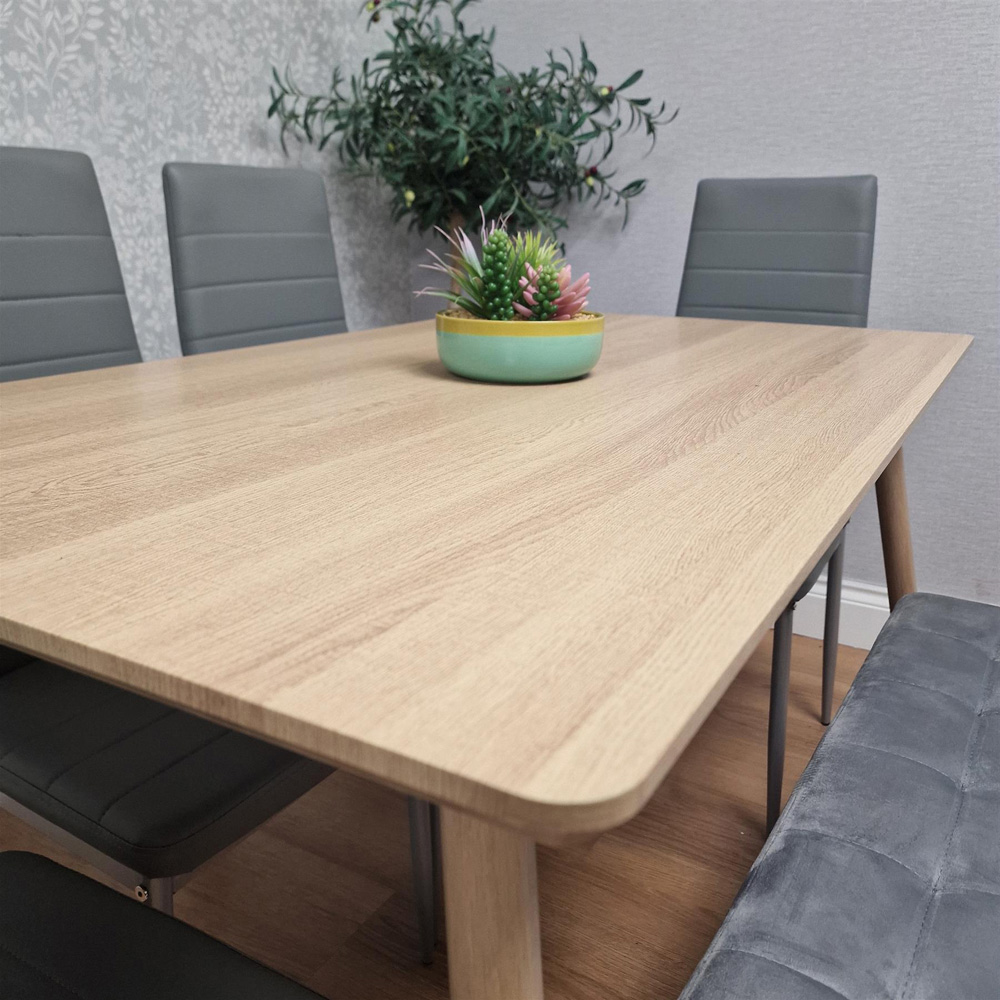 Kosy Koala 4 Seater Faux Leather Wooden Dining Set with Bench Grey Image 7