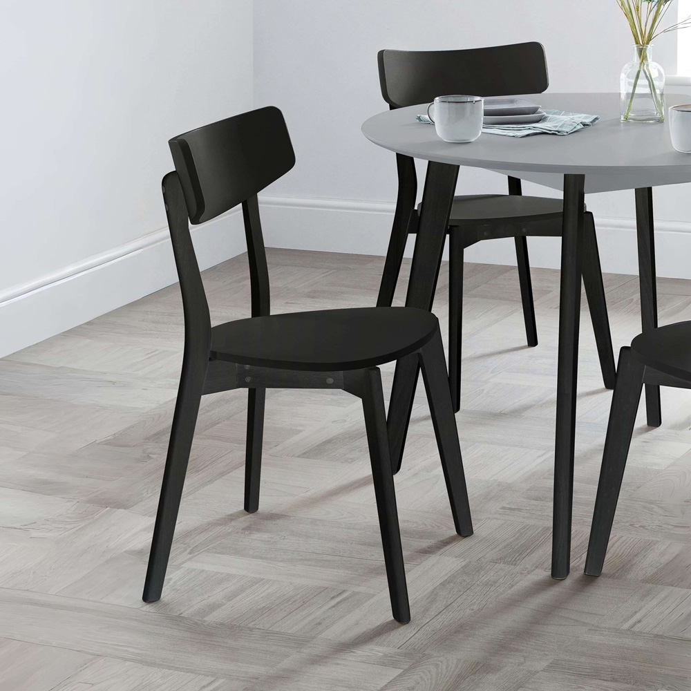 Julian Bowen Casa Set of 2 Black Solid Hardwood Dining Chair Image 8