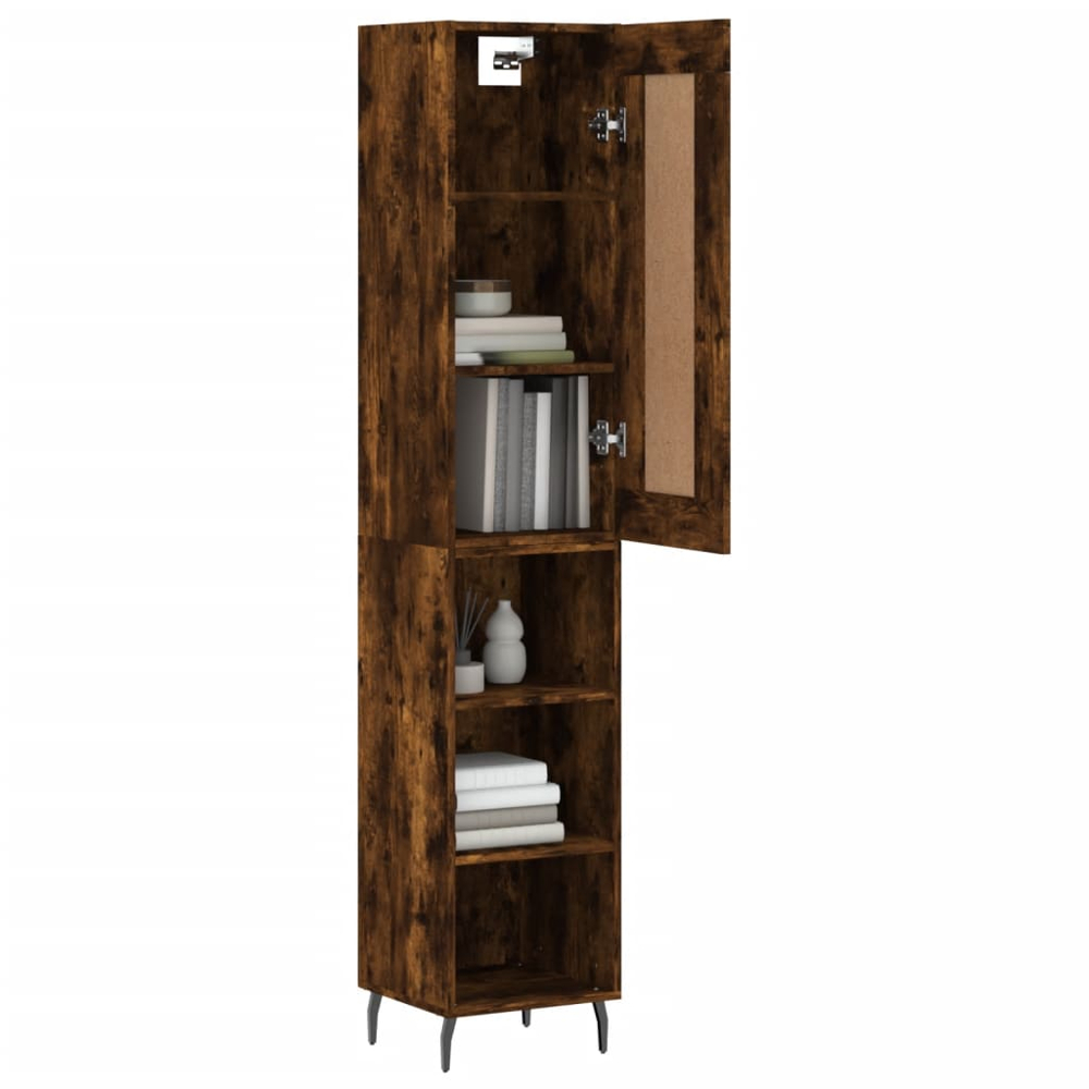 vidaXL Single Door 3 Shelf Smoked Oak Highboard Image 3