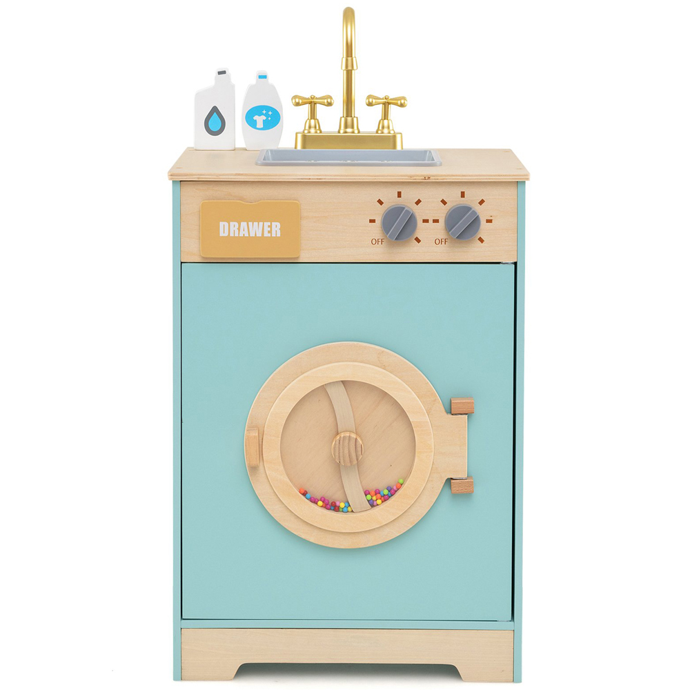 Costway Kids Blue Washing Machine Toy Play Set with Laundry Detergent Image 1