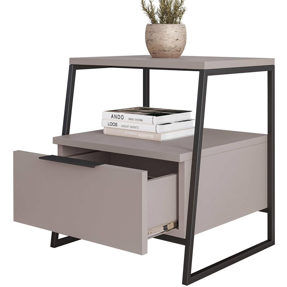 FWStyle Pal Single Drawer Mocha Grey Modern Bedside Table Image 3