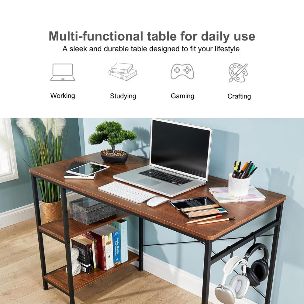 Home Source Stanton 2 Shelf Computer Desk with Hook White Image 7