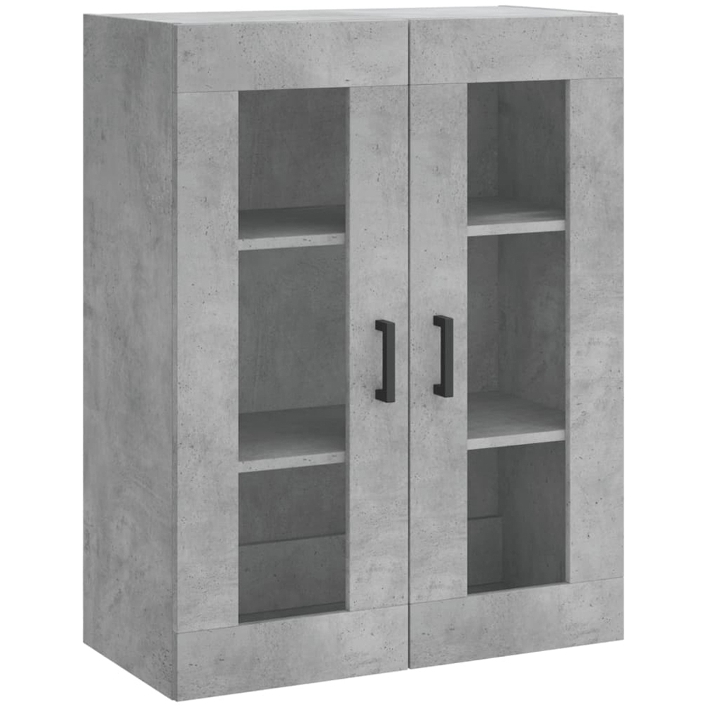 vidaXL 2 Glass Door Concrete Grey Wall Mounted Cabinet Image 2