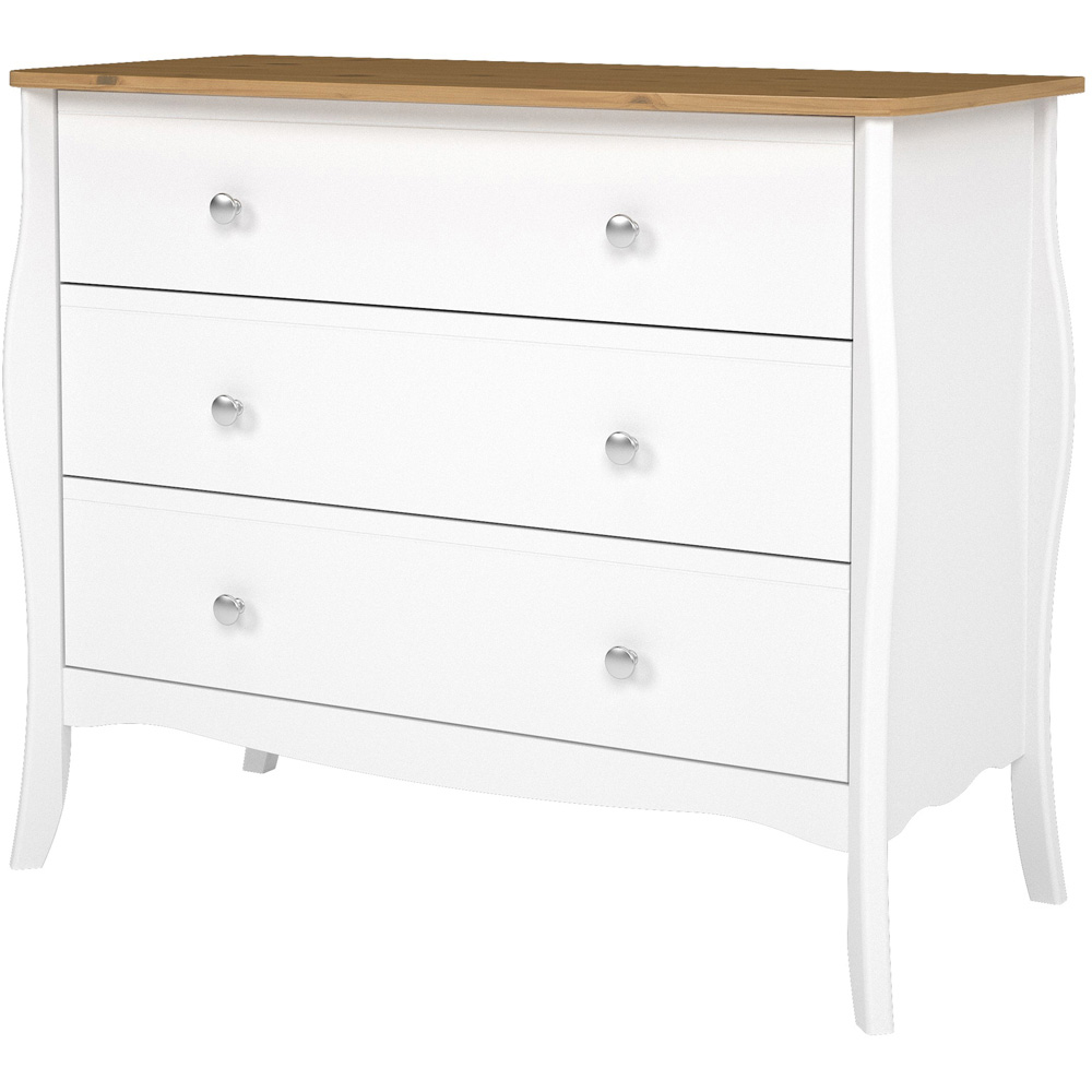 Florence Baroque 3 Drawer Pure White Iced Coffee Lacquer Wide Chest of Drawers Image 4