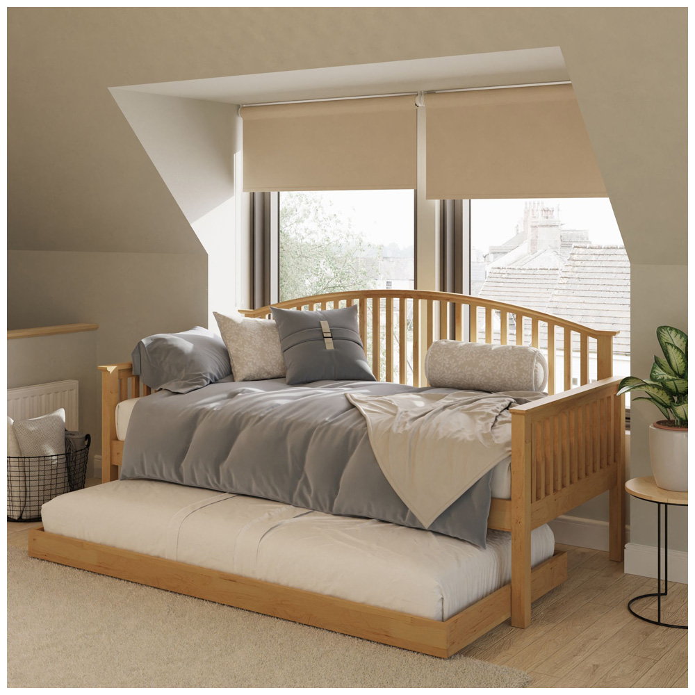 GFW Madrid Single Oak Wood Wooden Day Bed with Trundle Image 9