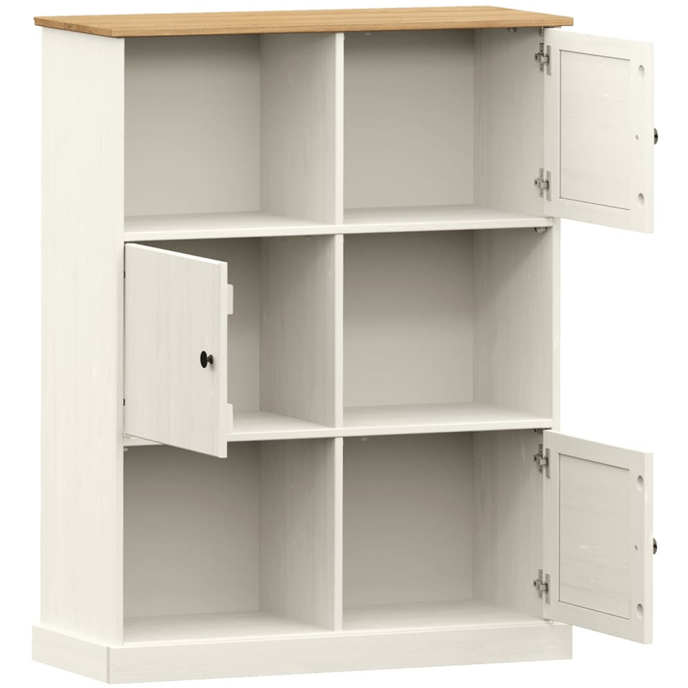 vidaXL 3 Door 3 Shelf White Pine Wood Bookcase Image 5