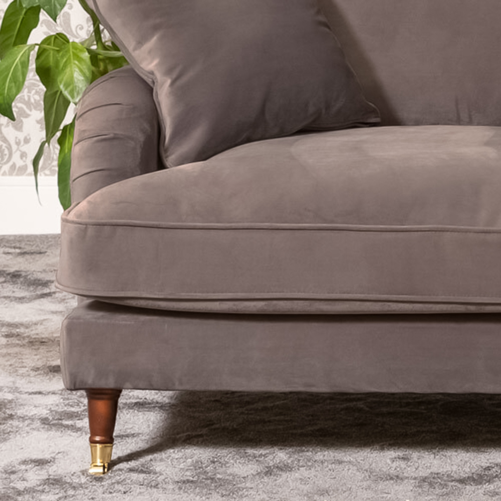 Mackenzie 2 Seater Taupe Plush Velvet Sofa Image 3