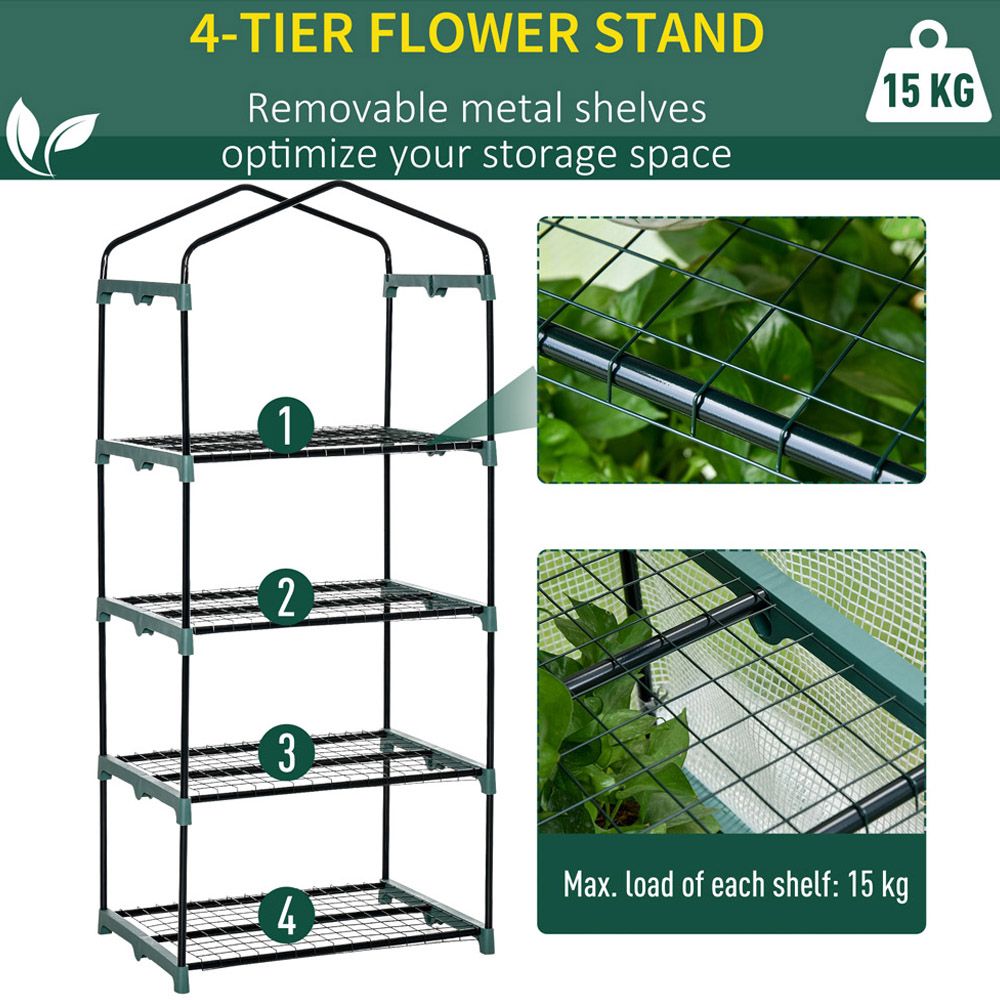 Outsunny 4 Tier White PE Cover 2.3 x 1.6ft Portable Mini Greenhouse Image 6