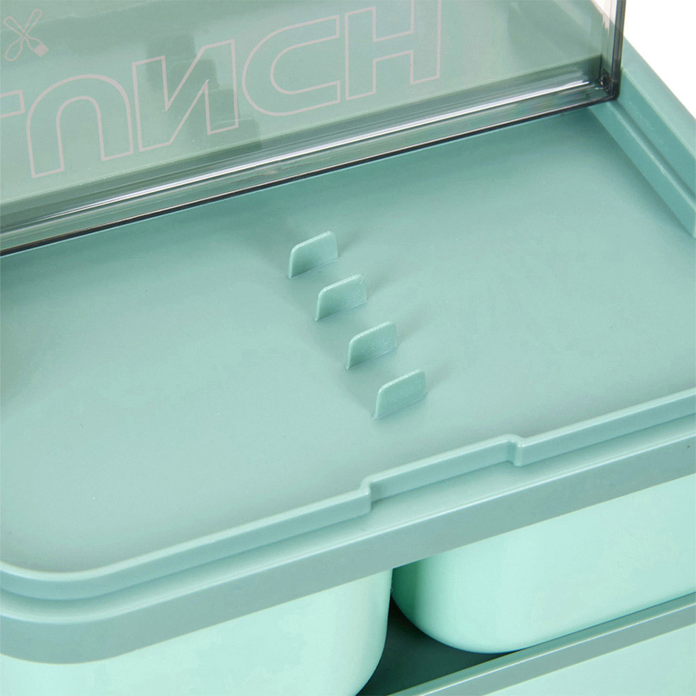 Living and Home 1.8L 2-Tier Green Lunch Box with Cutlery and 3 Top Compartments Image 6