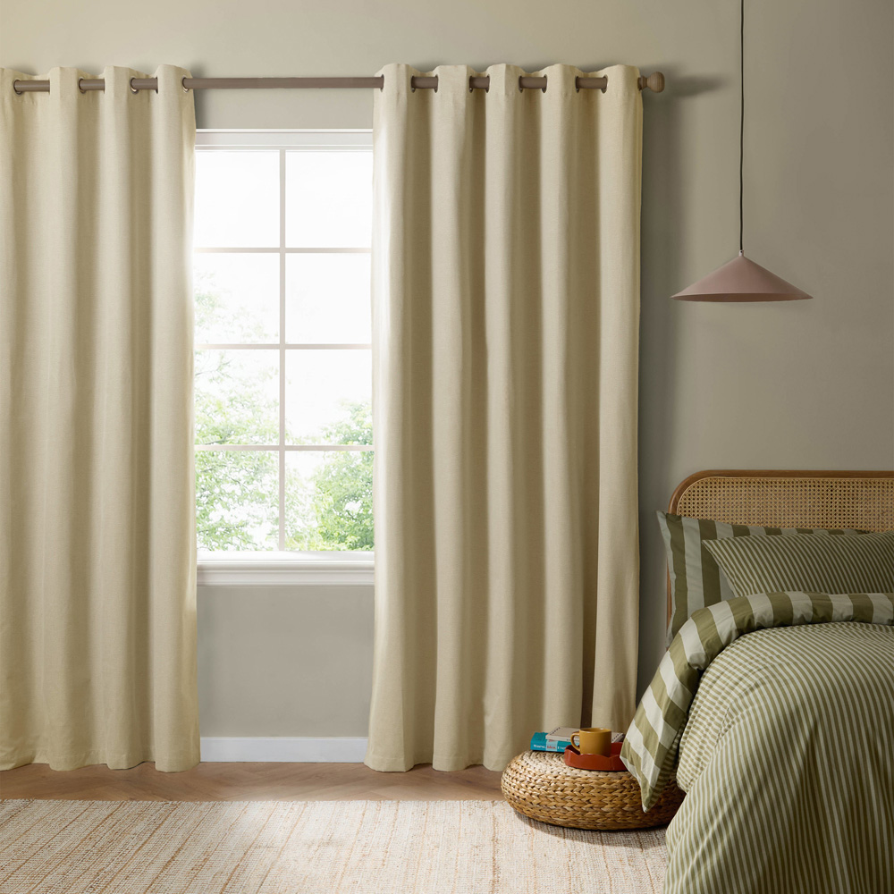Furn The Ultimate Custard Cream Textured Woven Blackout Eyelet Curtains 168 x 137cm Image 6