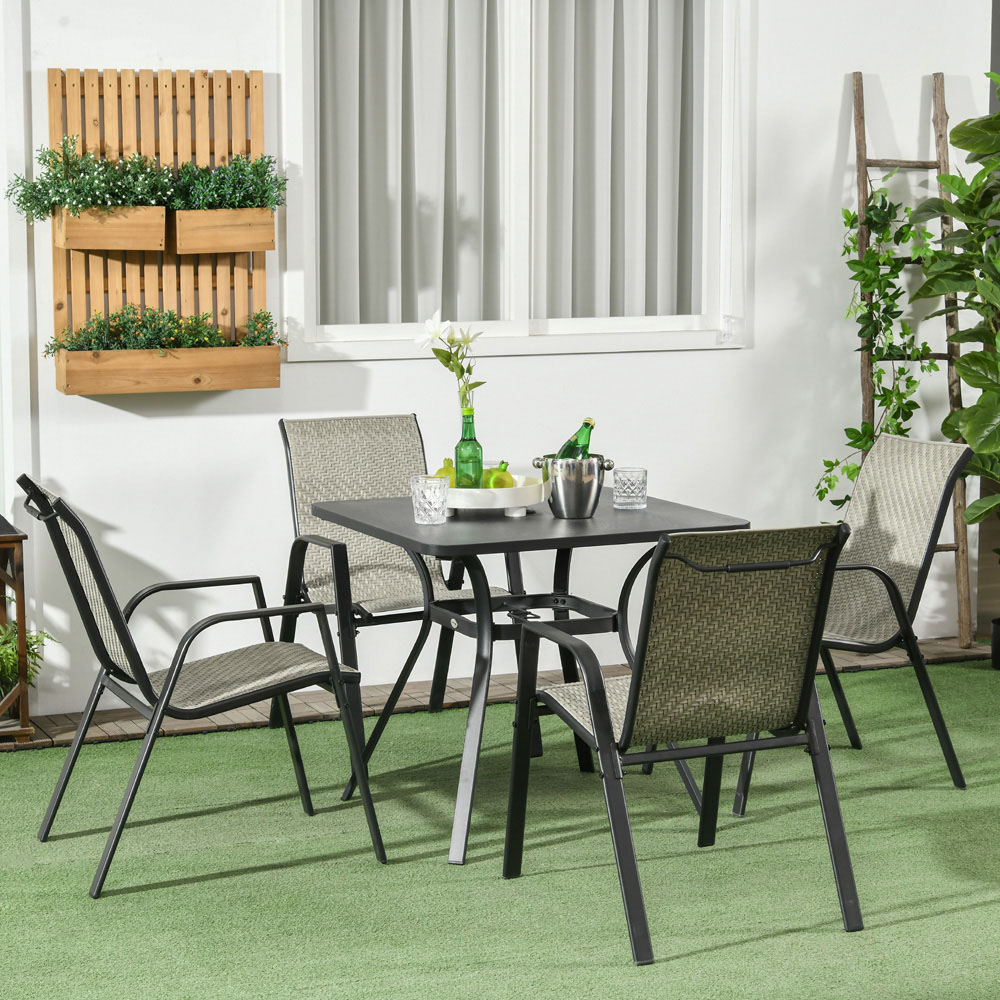 Outsunny Set of 4 Mixed Grey Rattan Chair Image 1