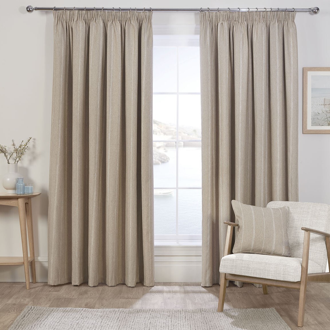 Padstow Thermal Curtain - Natural / 229cm Image 1