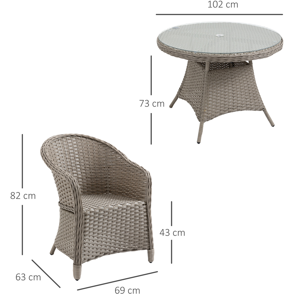 Outsunny PE Rattan 4 Seater Garden Dining Set Mixed Grey Image 7