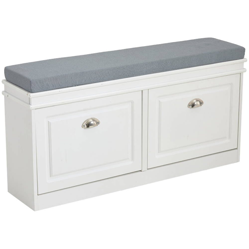 Living and Home 2 Shelf White and Grey Shoe Storage Bench Image 2