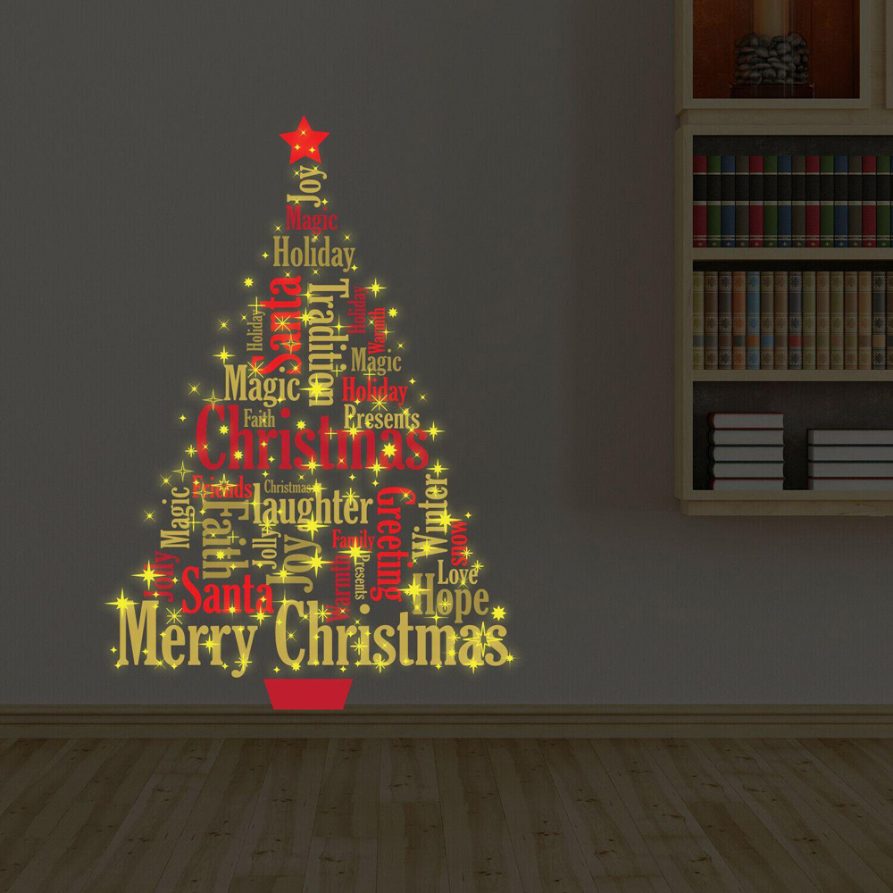 Walplus English Quote Magic Christmas Tree Self Adhesive Glow in Dark Wall Sticker Image 1