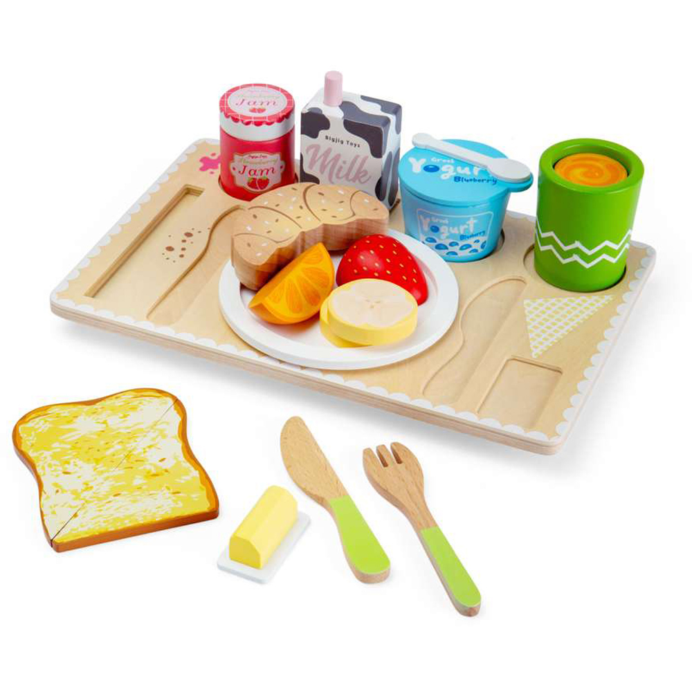 Bigjigs Toys Kids Breakfast in Bed Tray Playset 28 Piece Image 2
