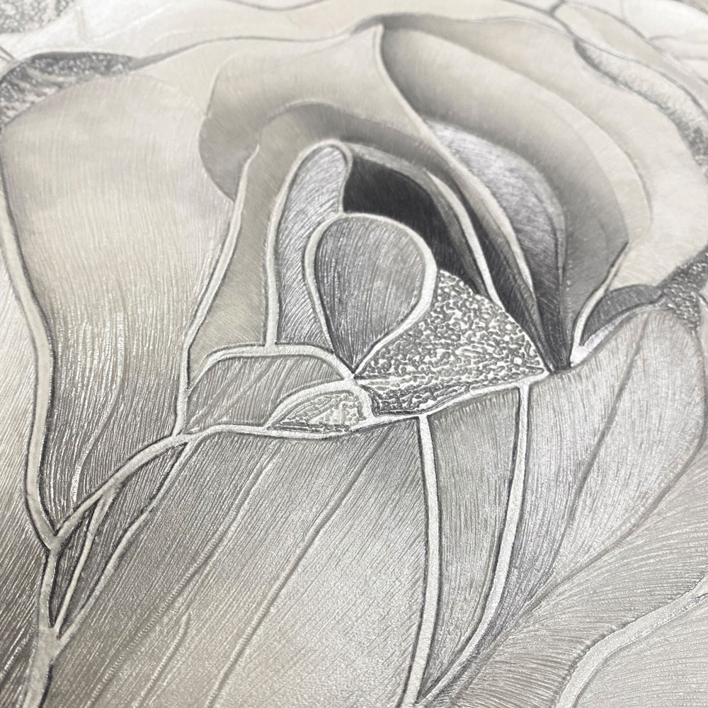 Muriva Renata Floral Grey Wallpaper Image 2