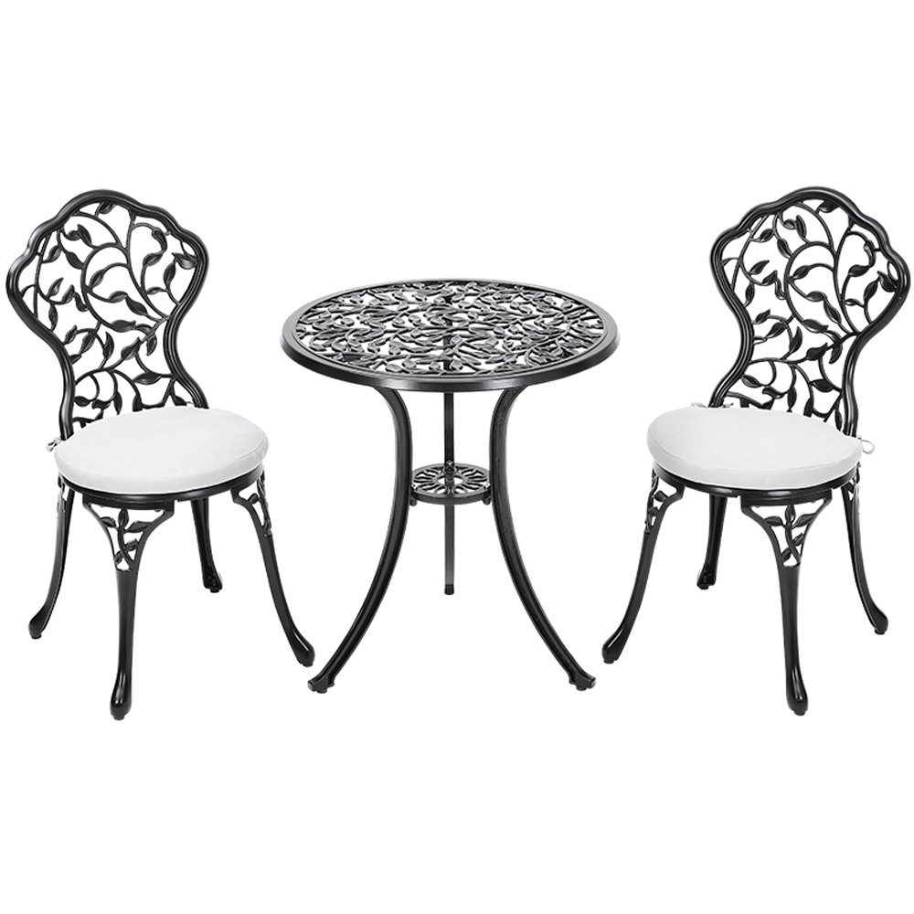 Living and Home 2 Seater Leaf Cast Aluminium Bistro Set Image 2